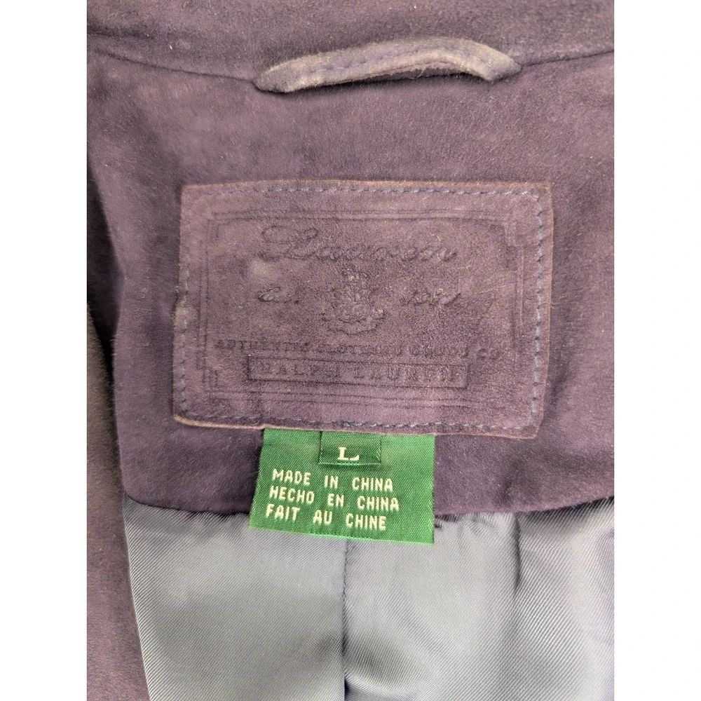 Lauren Ralph Lauren Womens LARGE Vintage Suede Leather Jacket 2‎ Button Purple